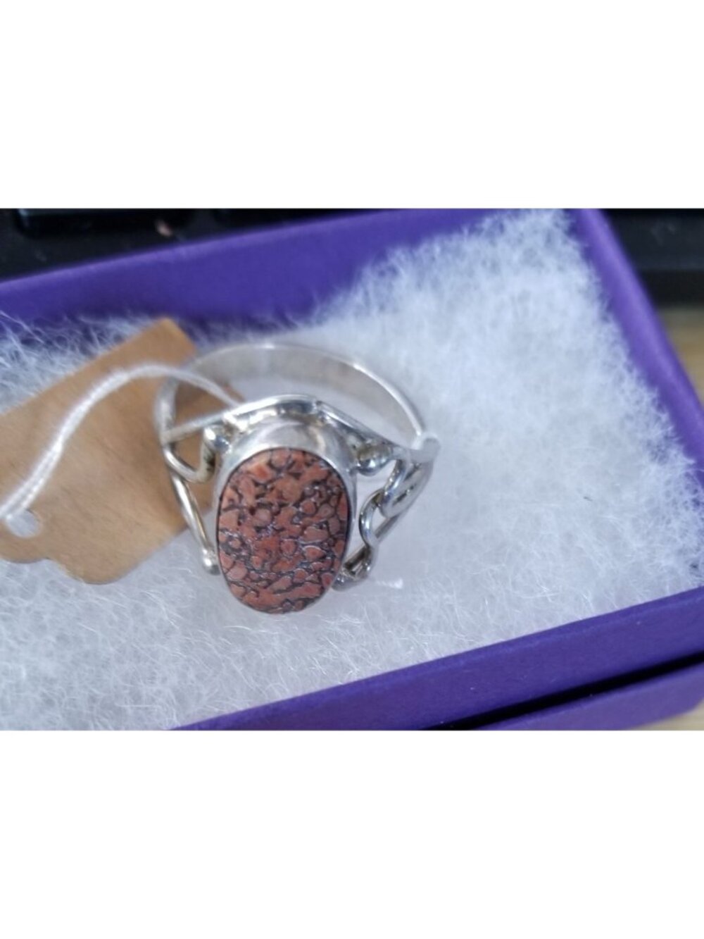Ring Dinosauer Bone  Open Band  24 ct  4.8 Gr Size 8   15 mm x 10 mm  Harr  925 - Picture 2 of 12
